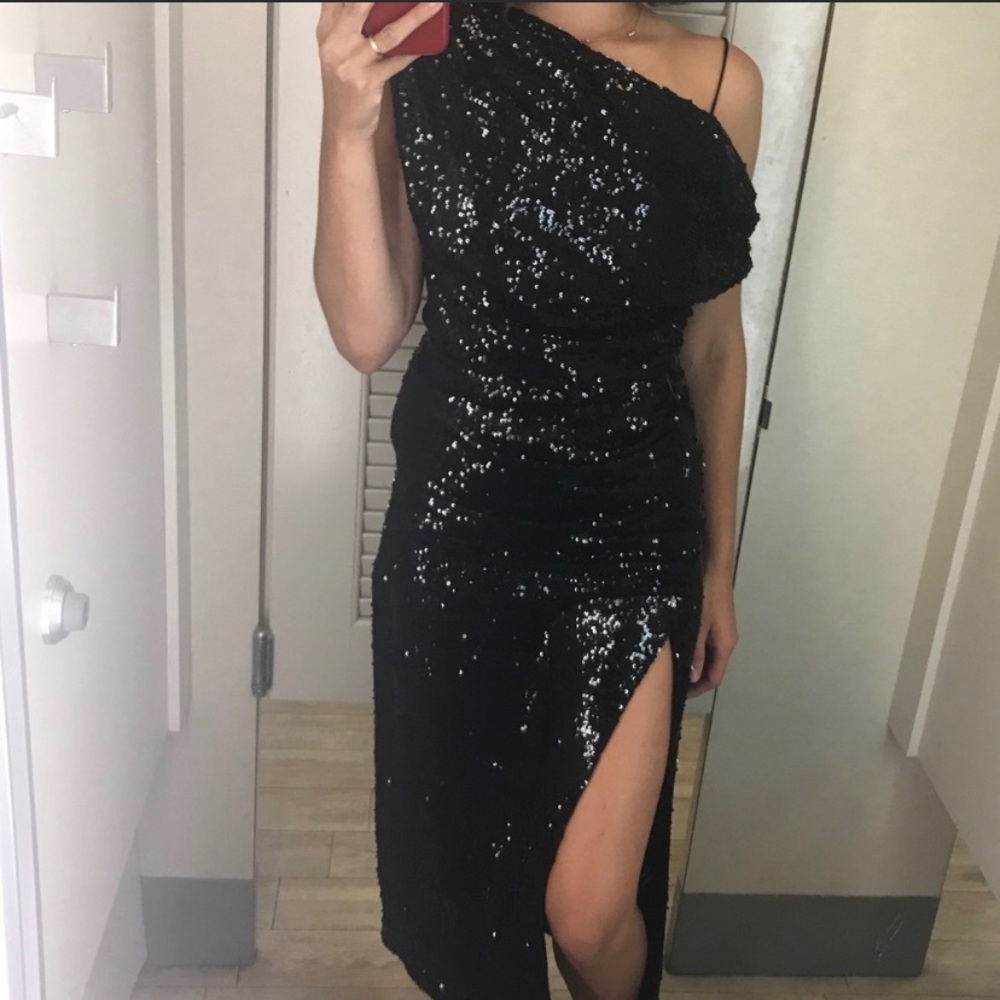 Zara Trafulac Black sequin midi dress